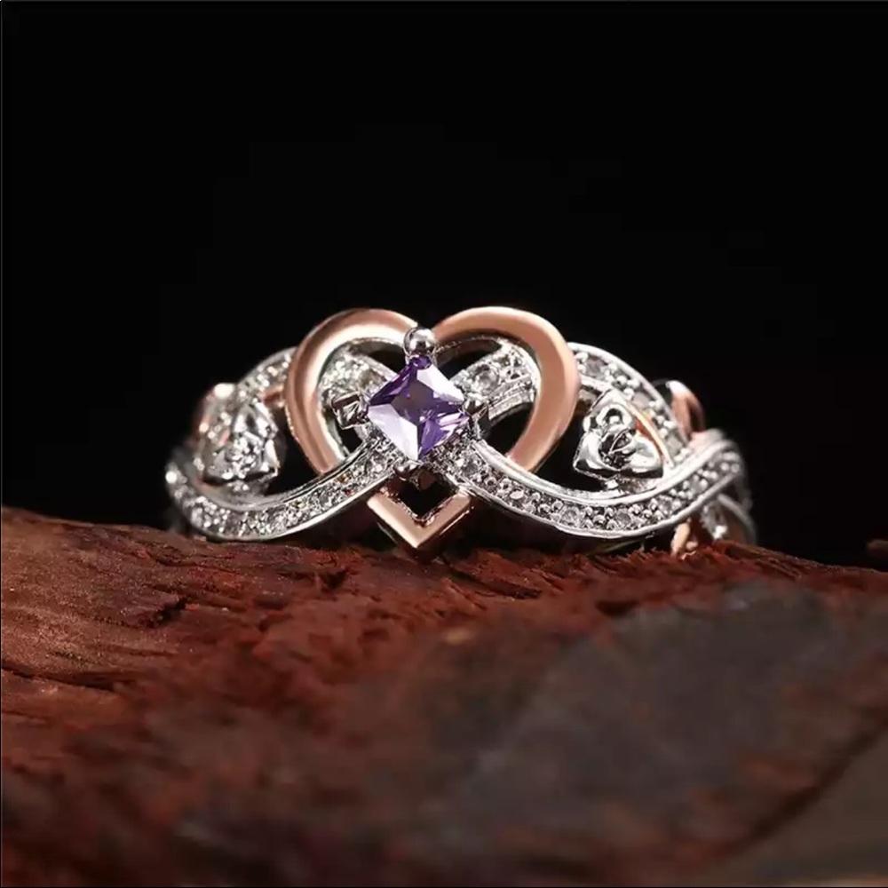 New 925 Silver Two Tone Diamond Band Ring - Picture 4 of 5